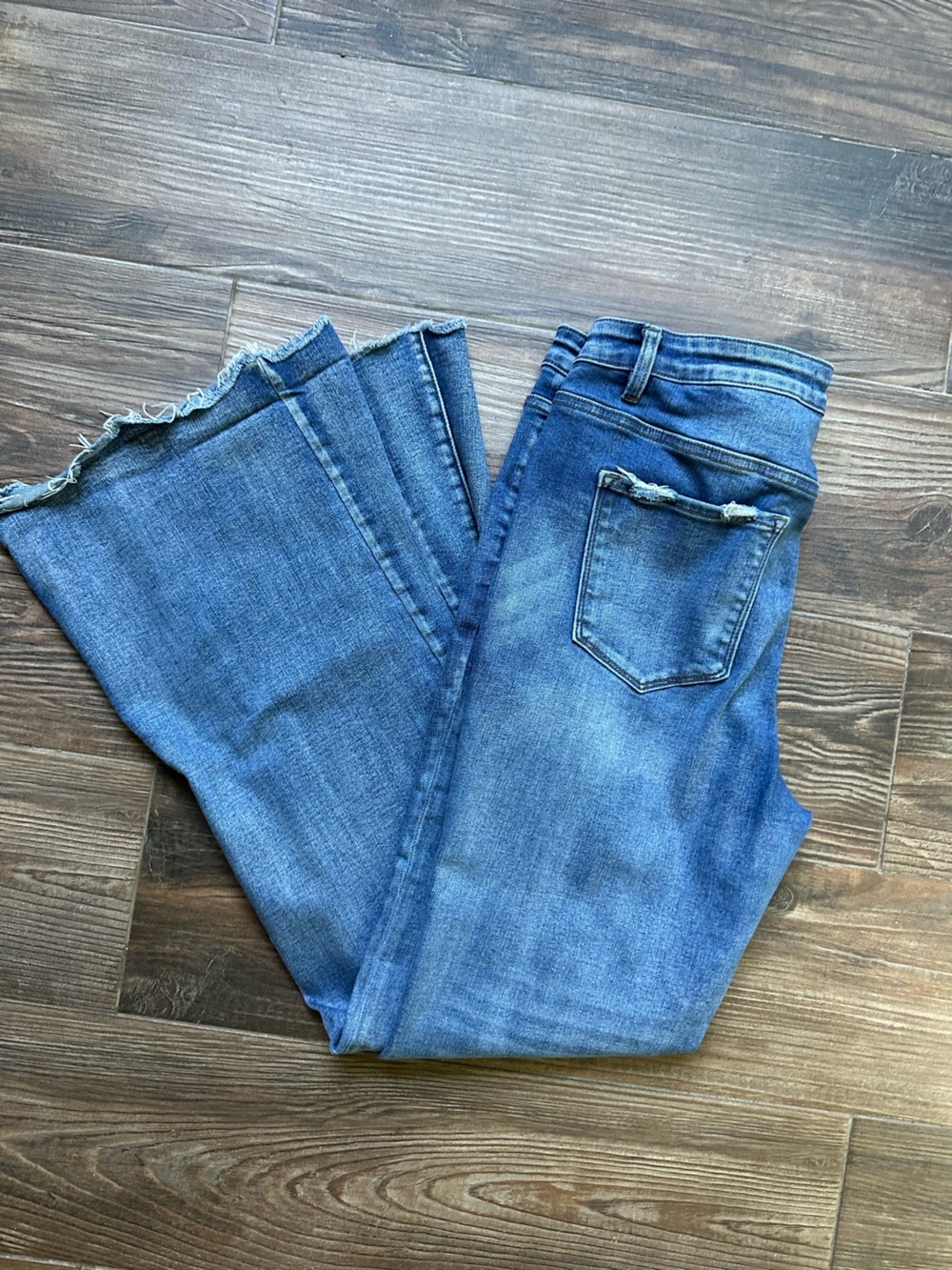 Buckle Bridge By Gly Blue Wide-Leg Flare Western Jeans with Frayed Hem Plus Size
